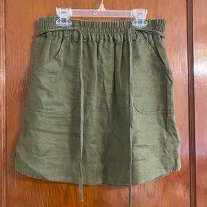 Military green canvas skirt with pockets